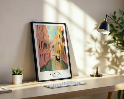 Venice Canal Gondola Framed Poster, Italy Travel Wall Art – Framed Wall Art Poster - Image 3