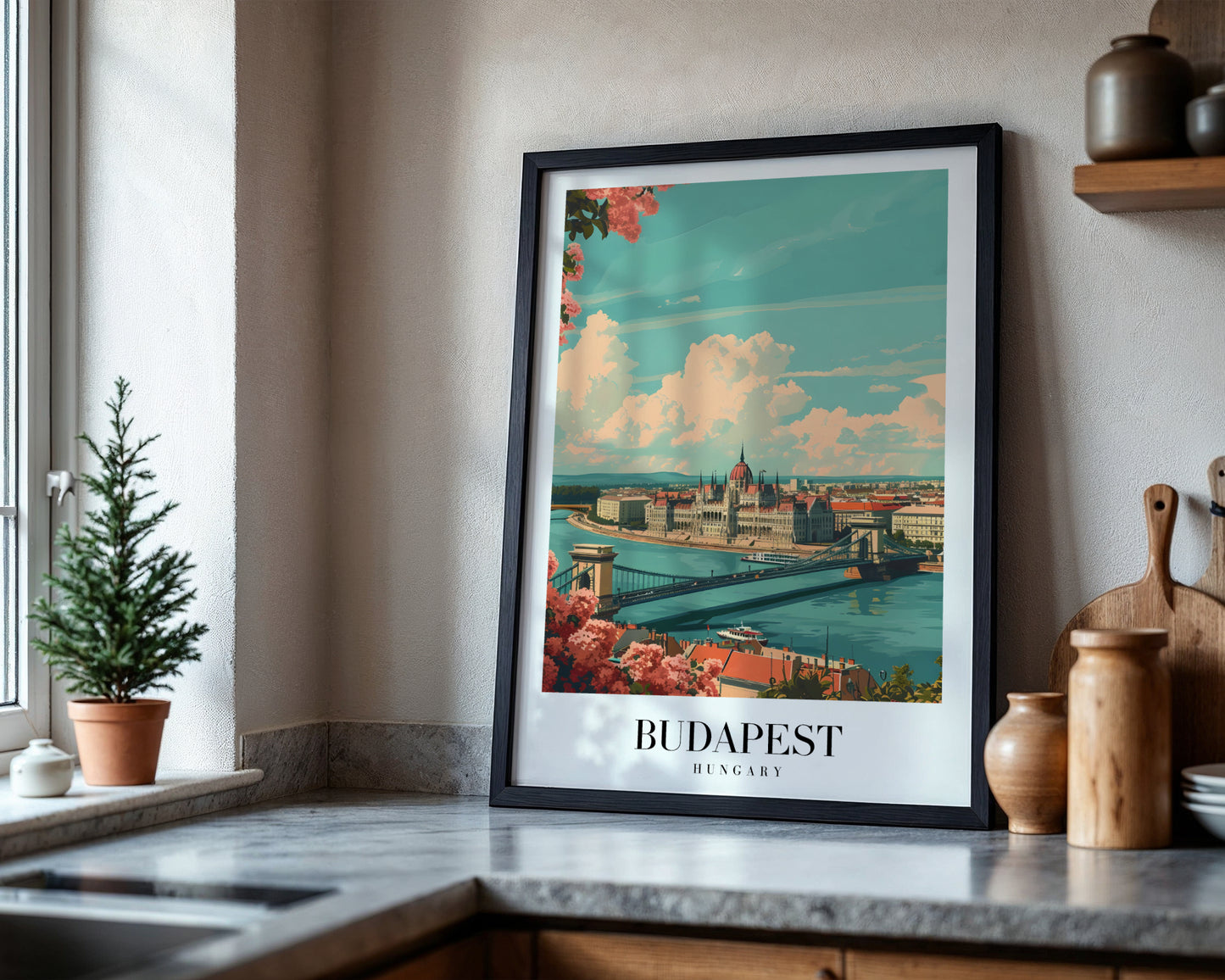 Budapest Hungary Parliament Cityscape Framed Poster – Framed Wall Art Poster - Image 4