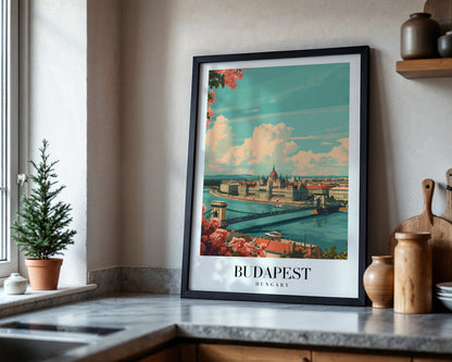 Budapest Hungary Parliament Cityscape Framed Poster – Framed Wall Art Poster - Image 4