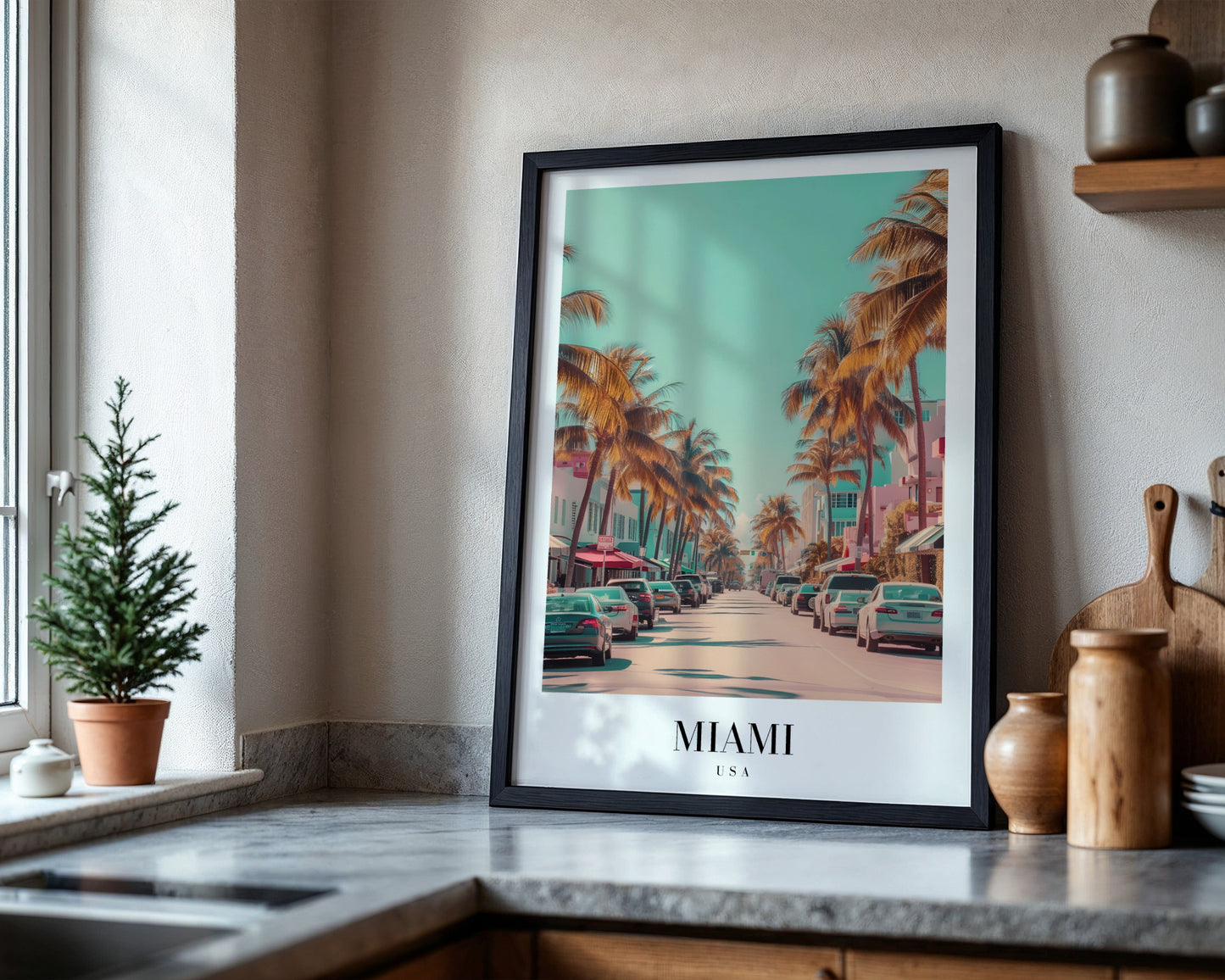 Miami Street Palm Trees Framed Poster – Framed Wall Art Poster - Image 4