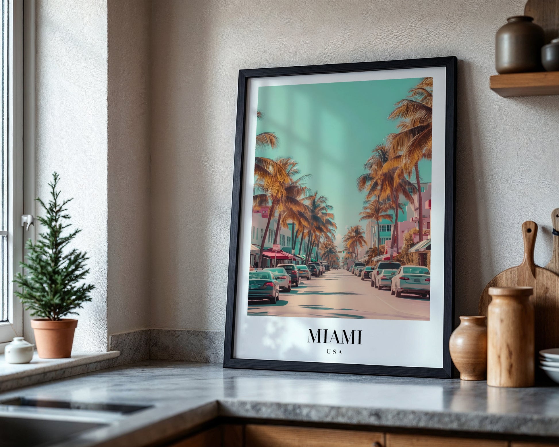 Miami Street Palm Trees Framed Poster – Framed Wall Art Poster - Image 4