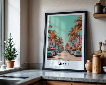 Miami Street Palm Trees Framed Poster – Framed Wall Art Poster - Image 4