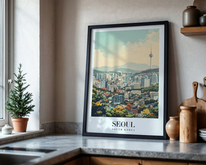 Seoul Cityscape N Tower Framed Poster South Korea Art – Framed Wall Art Poster - Image 4
