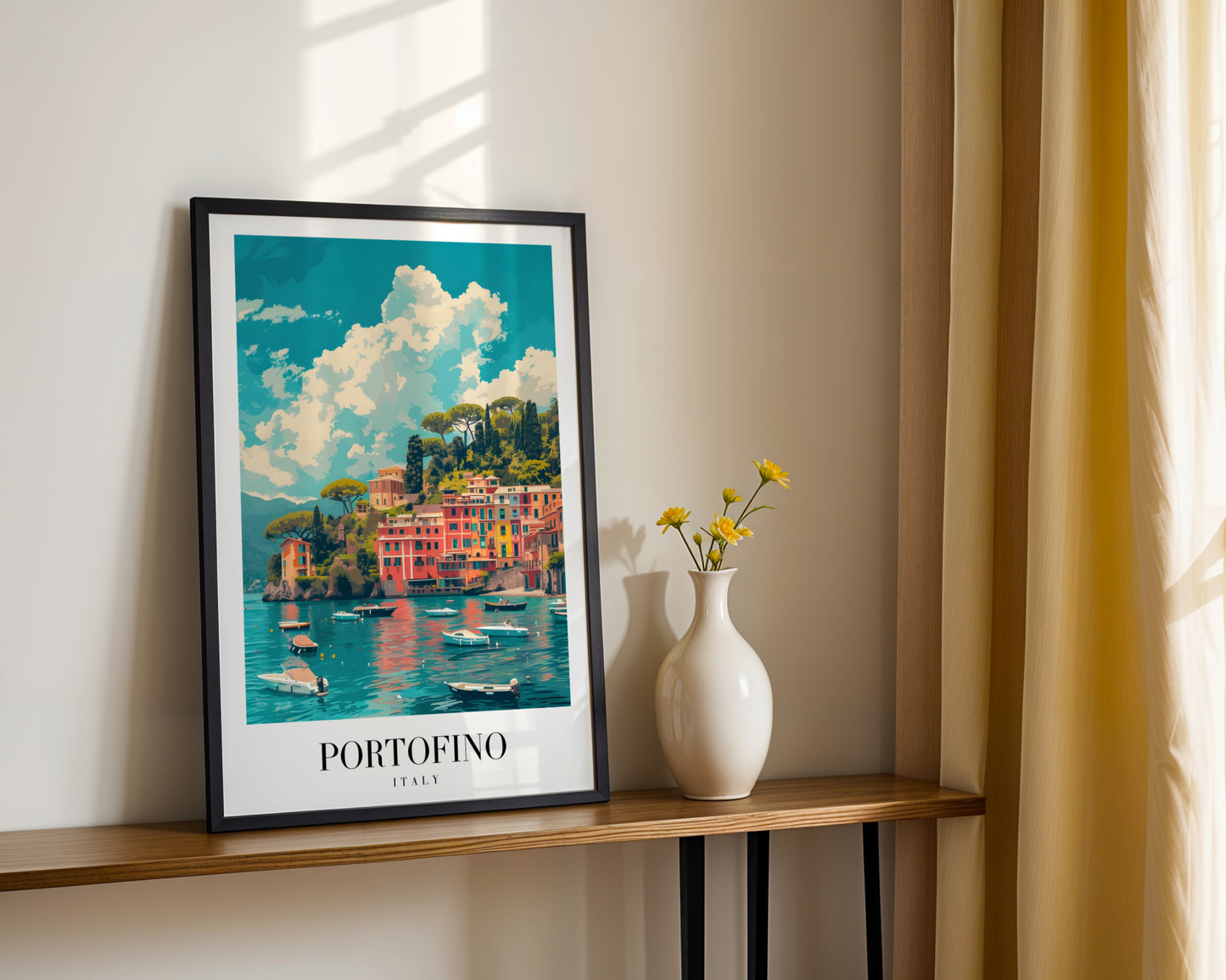 Portofino Italy Coastal Town Framed Travel Poster – Framed Wall Art Poster - Image 2