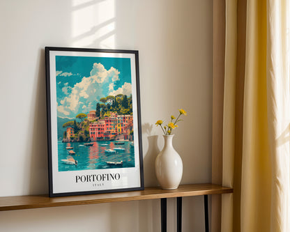 Portofino Italy Coastal Town Framed Travel Poster – Framed Wall Art Poster - Image 2