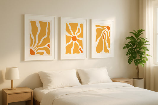 Warm Tones Abstract Floral Framed Poster Set