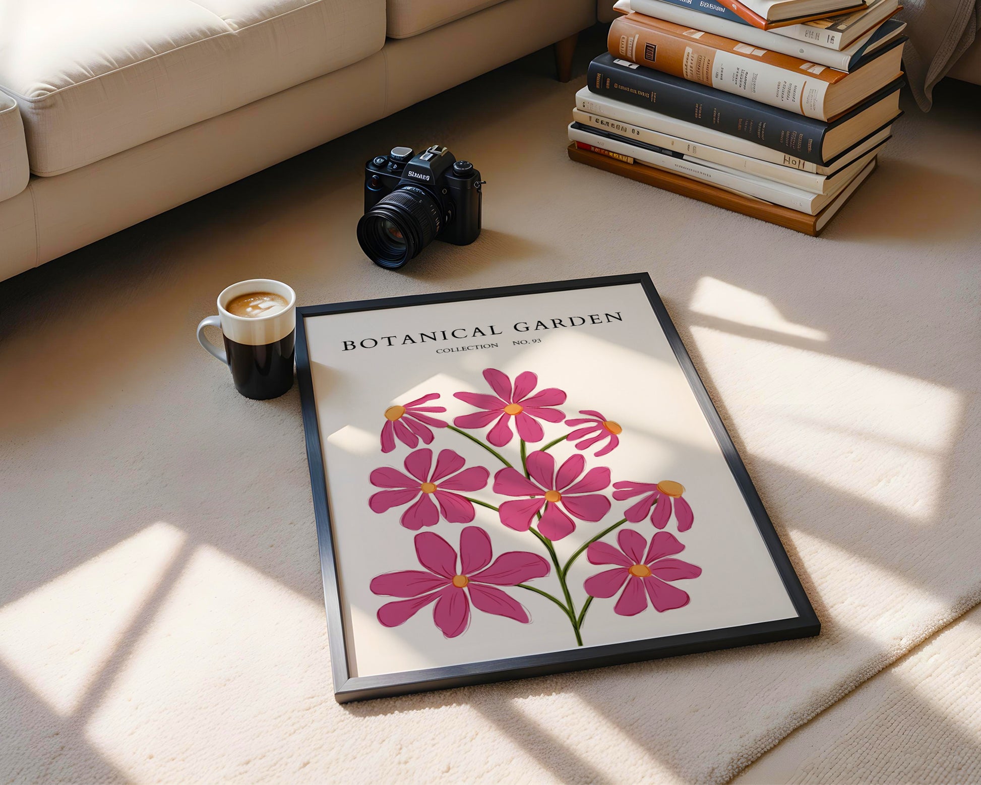 Botanical Garden Pink Cosmos Flowers Framed Poster – Framed Wall Art Poster - Image 4