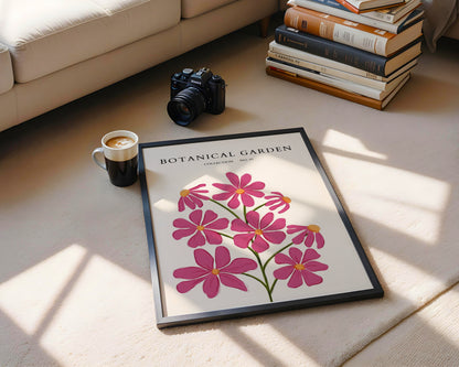 Botanical Garden Pink Cosmos Flowers Framed Poster – Framed Wall Art Poster - Image 4