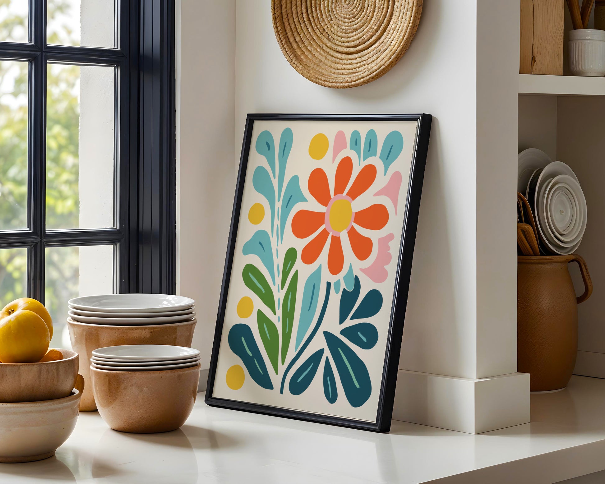 Colorful Abstract Floral Framed Poster – Framed Wall Art Poster - Image 1