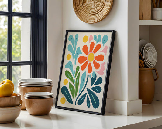 Colorful Abstract Floral Framed Poster – Framed Wall Art Poster - Image 1
