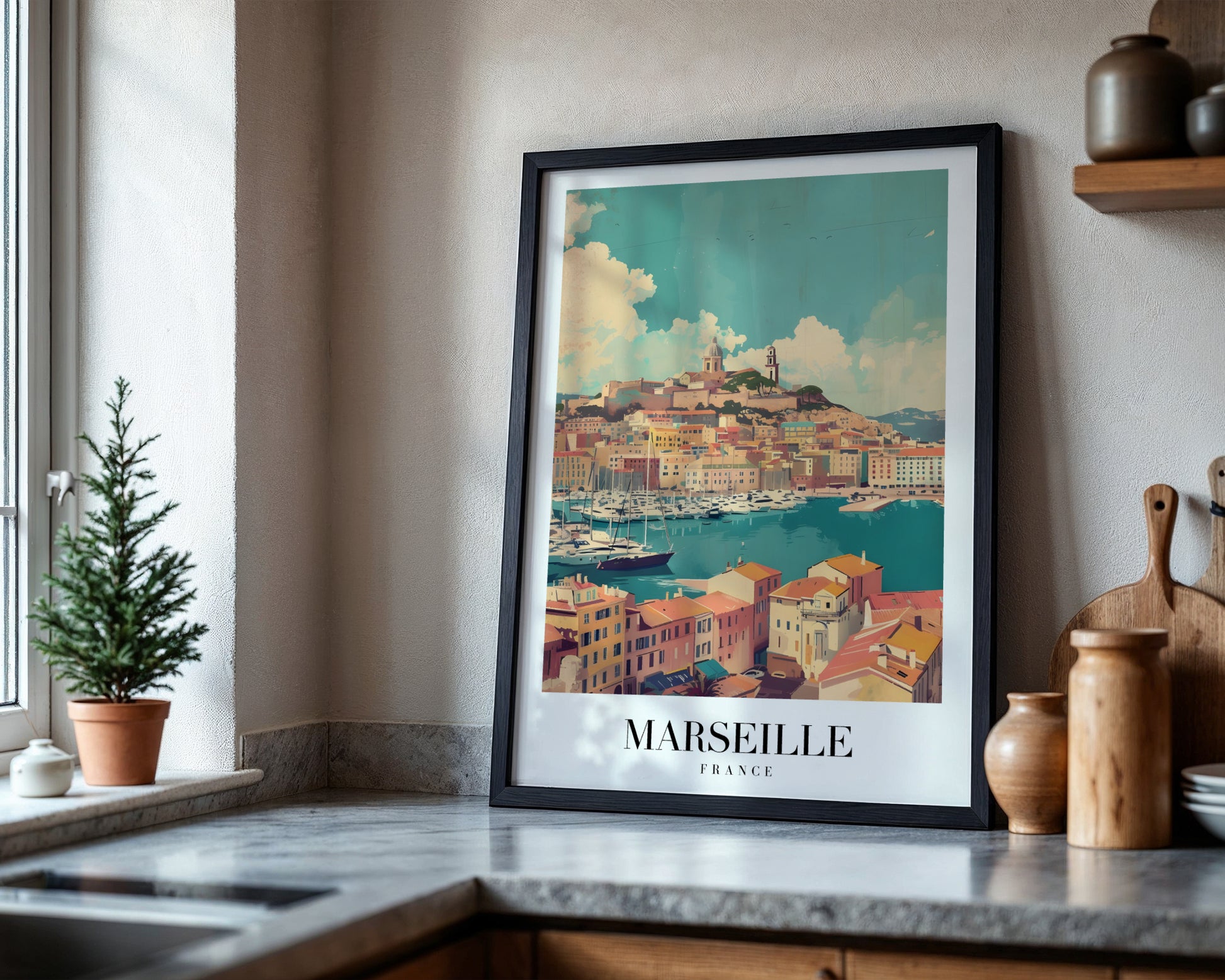 Marseille France Harbor Cityscape Framed Poster – Framed Wall Art Poster - Image 4
