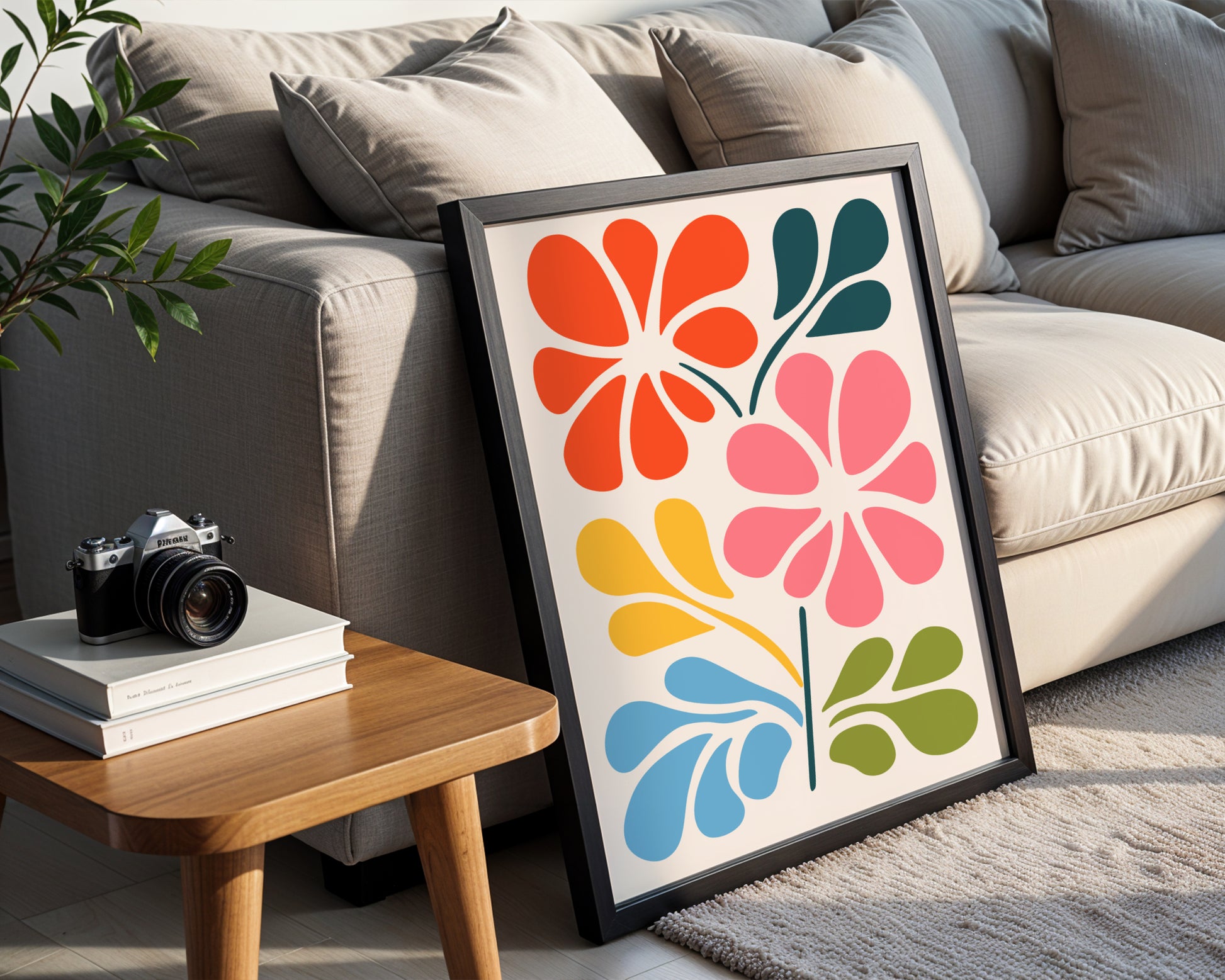 Vibrant Abstract Flowers Wall Art #2 – Framed Wall Art Poster - Image 4