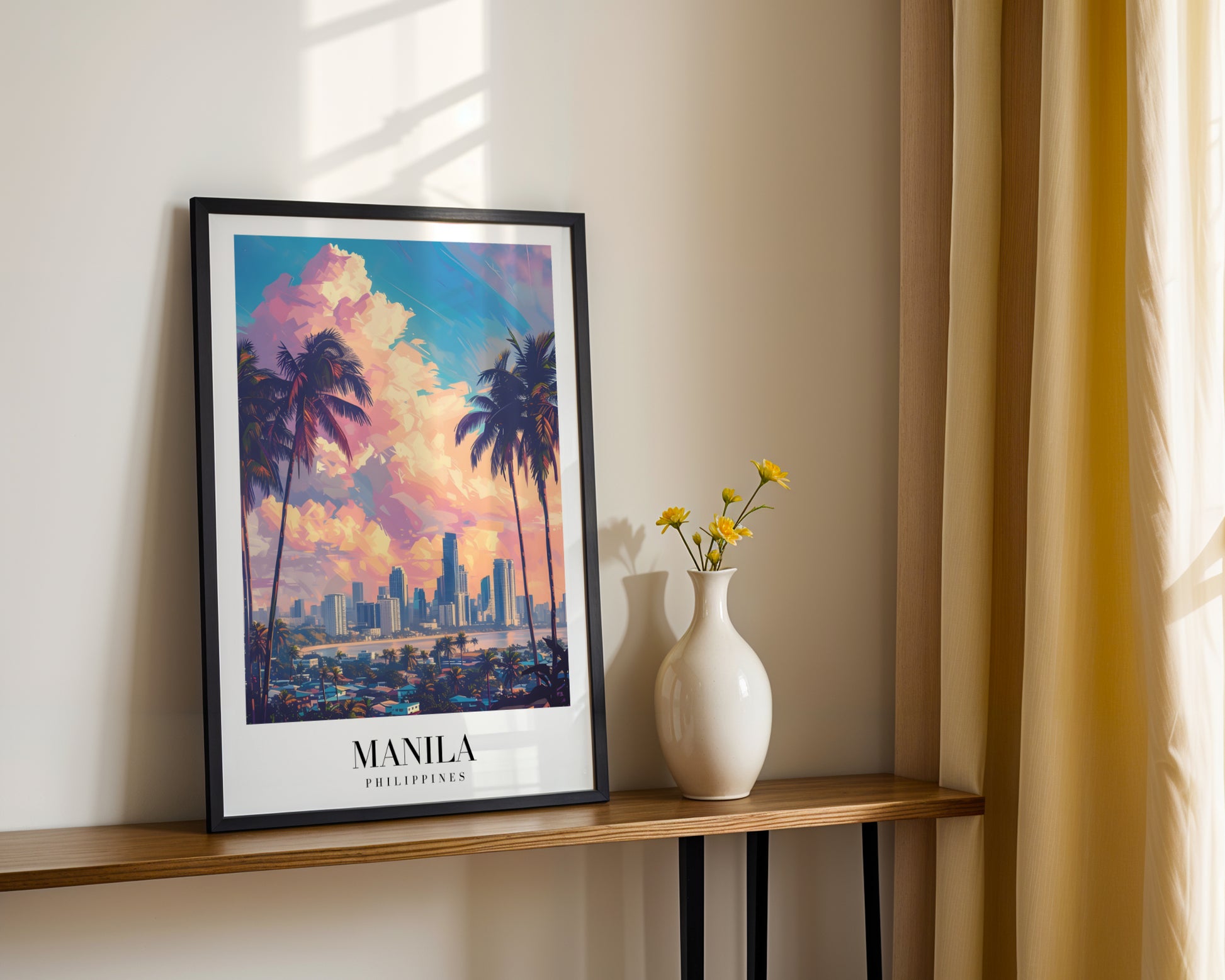 Manila Philippines Cityscape Sunset Framed Poster – Framed Wall Art Poster - Image 2