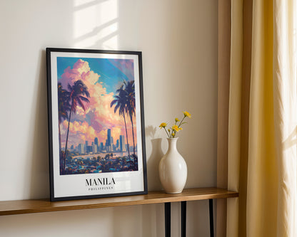 Manila Philippines Cityscape Sunset Framed Poster – Framed Wall Art Poster - Image 2