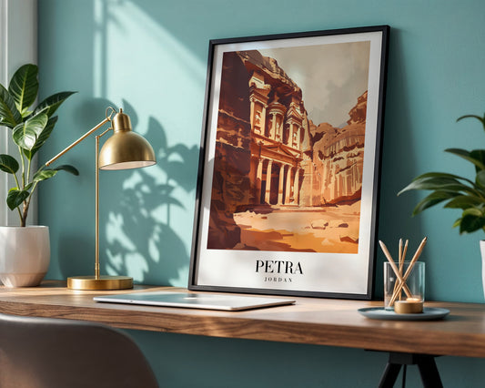 Petra Jordan Al-Khazneh Treasury Framed Poster – Framed Wall Art Poster - Image 1