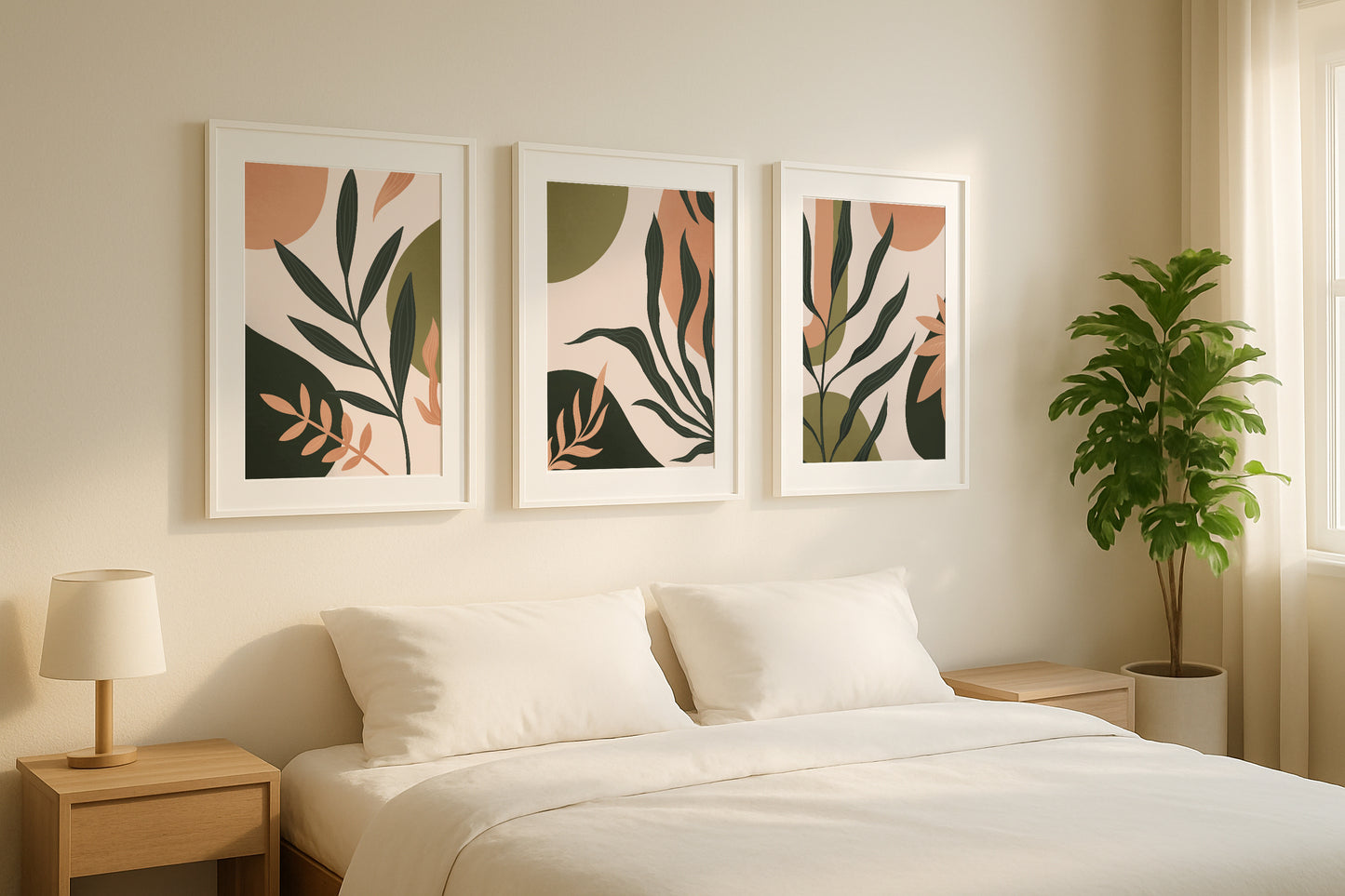 Abstract Botanical Leaves Modern Framed Wall Art Set – Framed Wall Art Poster - Image 1