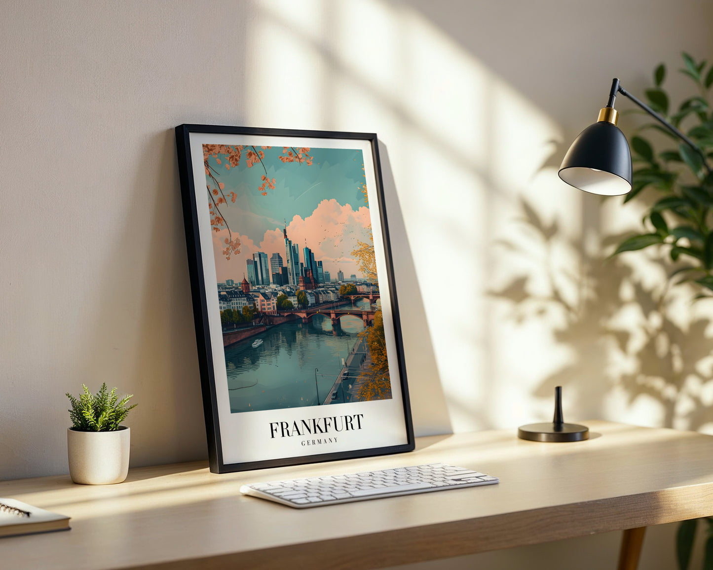 Frankfurt Germany Modern Cityscape Framed Poster – Framed Wall Art Poster - Image 3