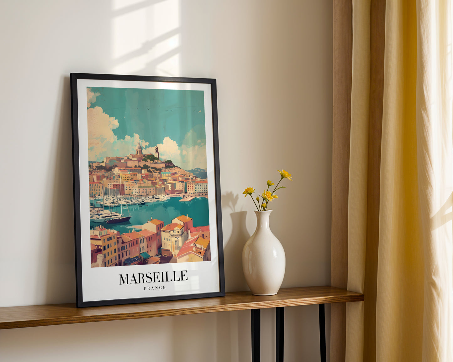 Marseille France Harbor Cityscape Framed Poster – Framed Wall Art Poster - Image 2