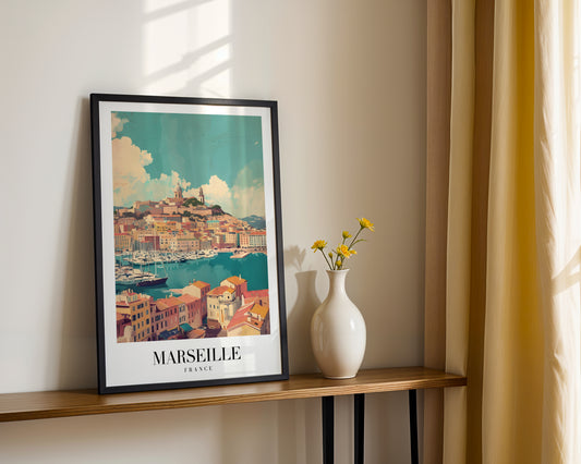 Marseille France Harbor Cityscape Framed Poster – Framed Wall Art Poster - Image 2