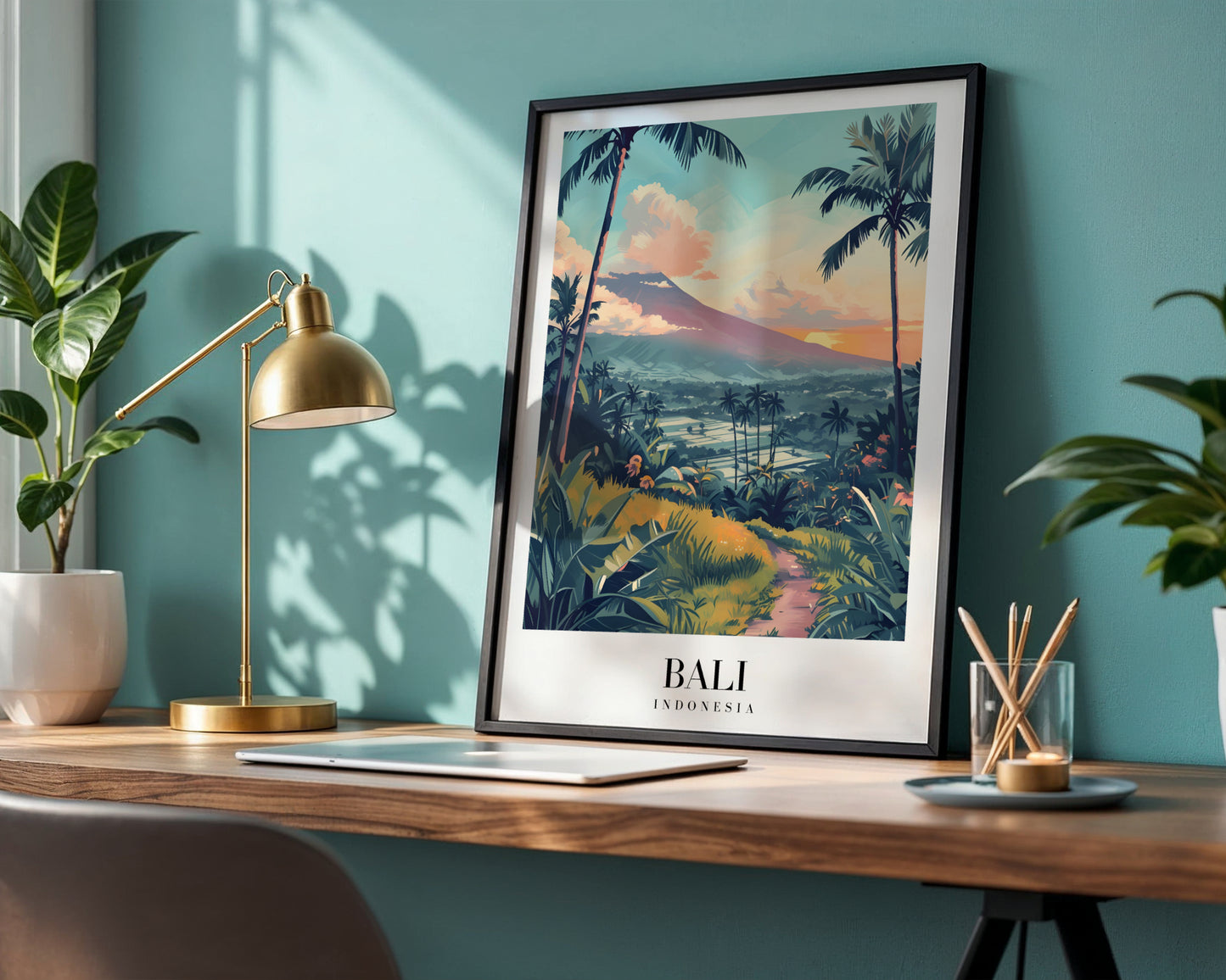 Bali Indonesia Tropical Sunset Framed Poster – Framed Wall Art Poster - Image 1