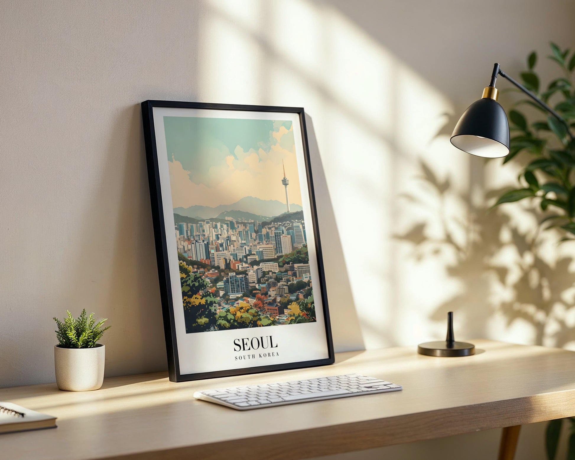 Seoul Cityscape N Tower Framed Poster South Korea Art – Framed Wall Art Poster - Image 3