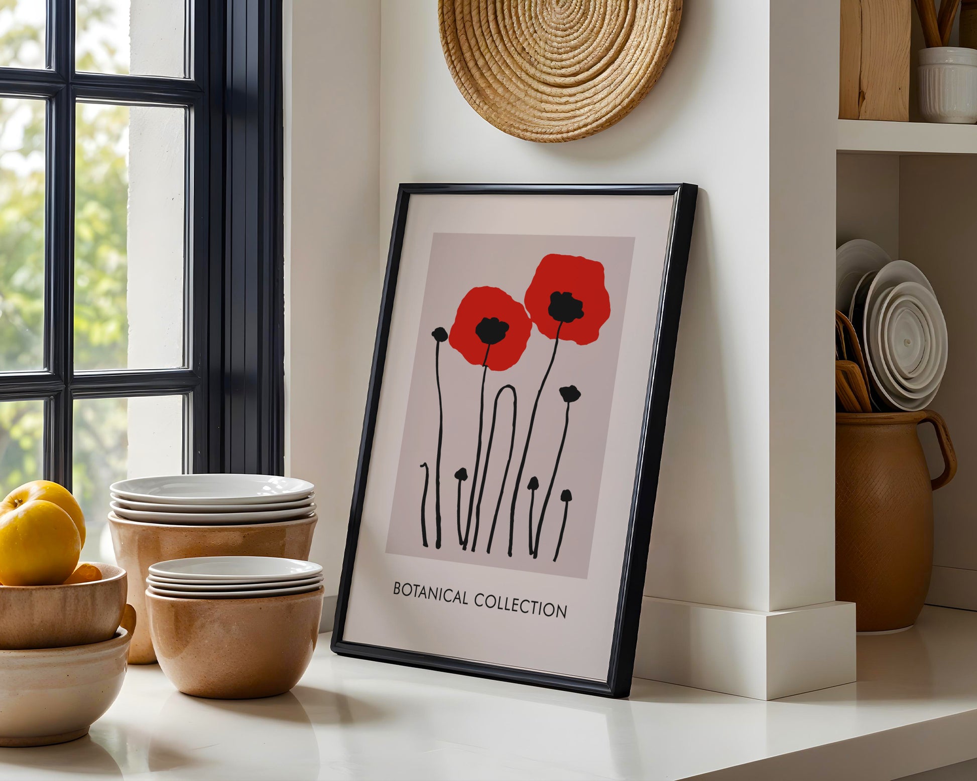 Minimalist Red Poppy Botanical Framed Poster – Framed Wall Art Poster - Image 3
