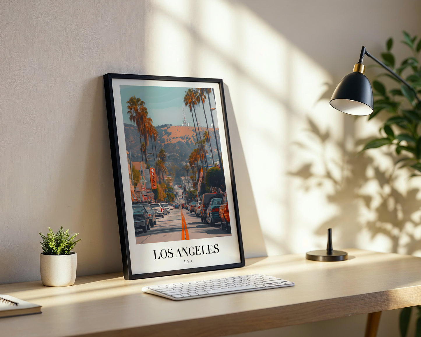 Los Angeles Palm Trees Street View Framed Poster – Framed Wall Art Poster - Image 3