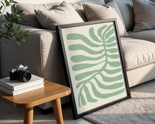 Abstract Sage Green Botanical Framed Poster - Image 1