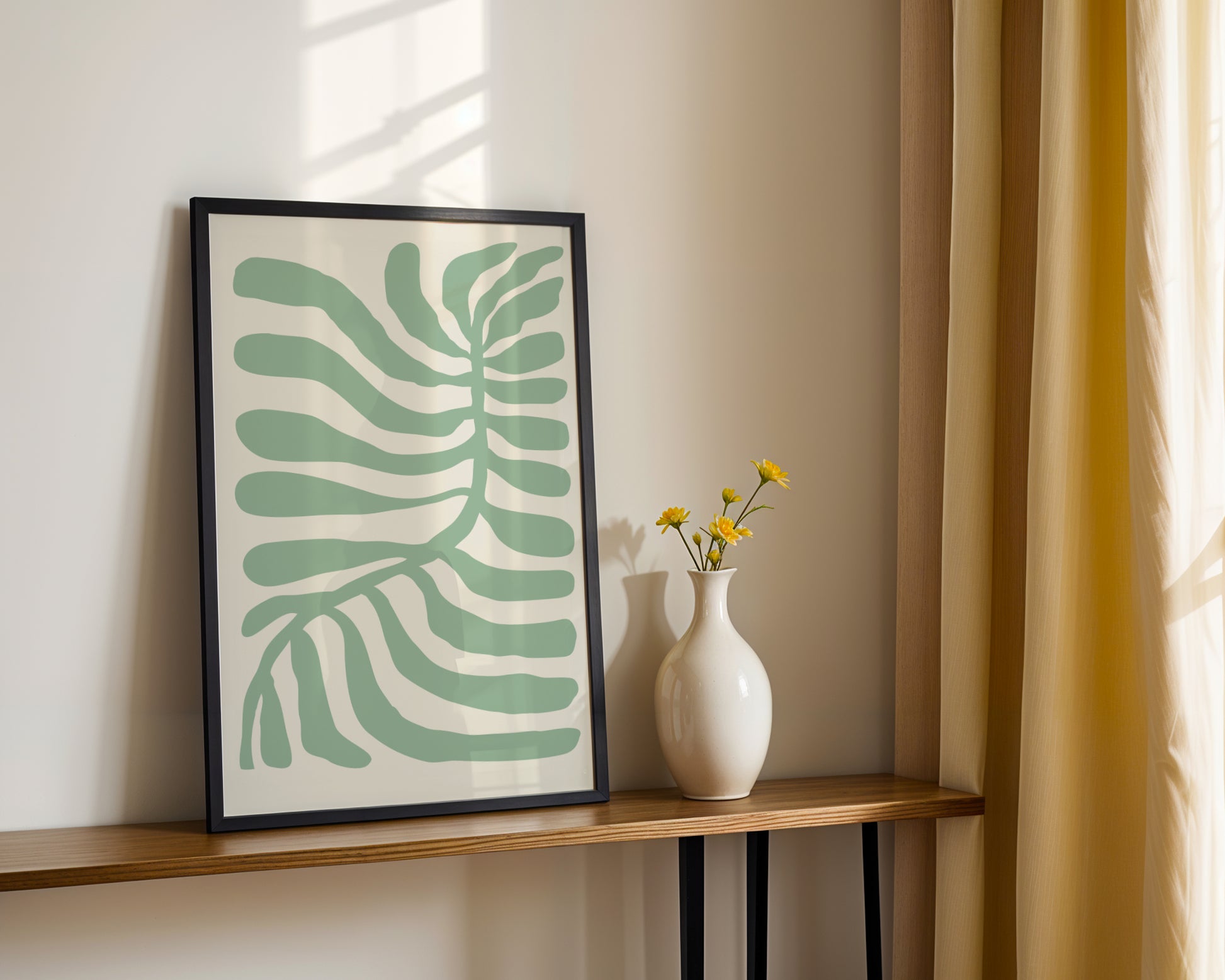Abstract Sage Green Botanical Framed Poster - Image 3