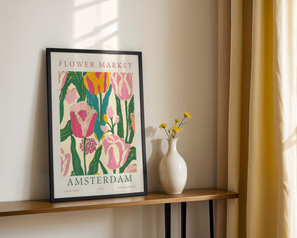 Amsterdam Flower Market Tulips Framed Poster #2 – Framed Wall Art Poster - Image 3