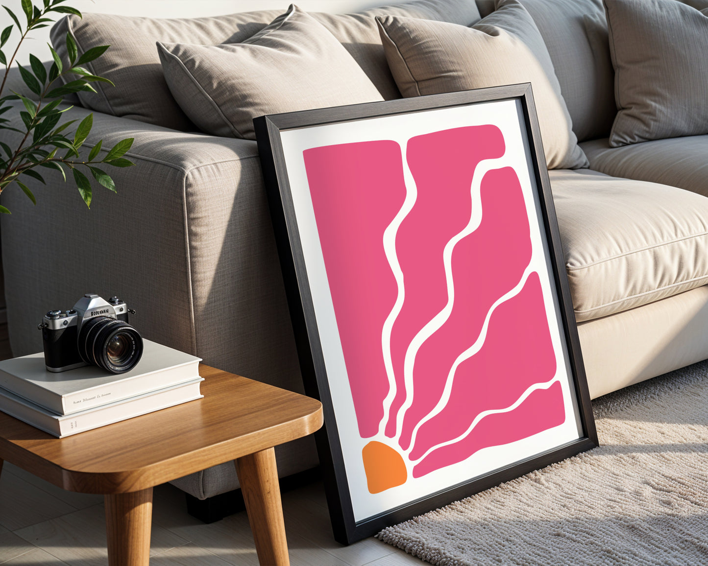 Abstract Hot Pink Organic Shapes Framed Poster - Image 1