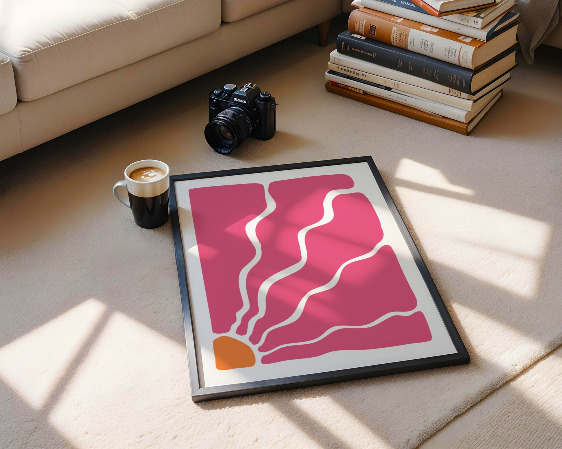 Abstract Hot Pink Organic Shapes Framed Poster - Image 2