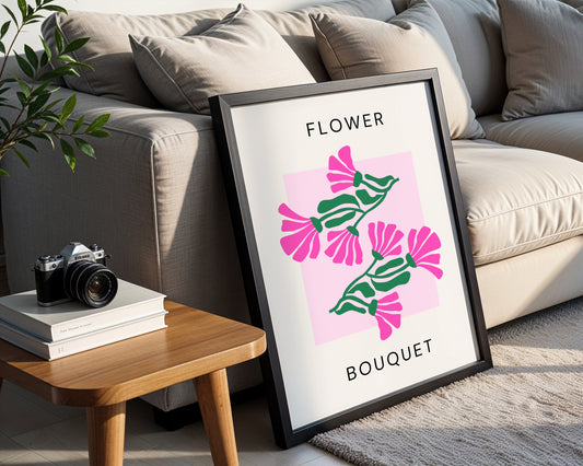 Abstract Pink Floral Bouquet Framed Poster - Image 1
