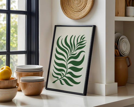 Abstract Green Botanical Leaf Framed Poster - Image 1