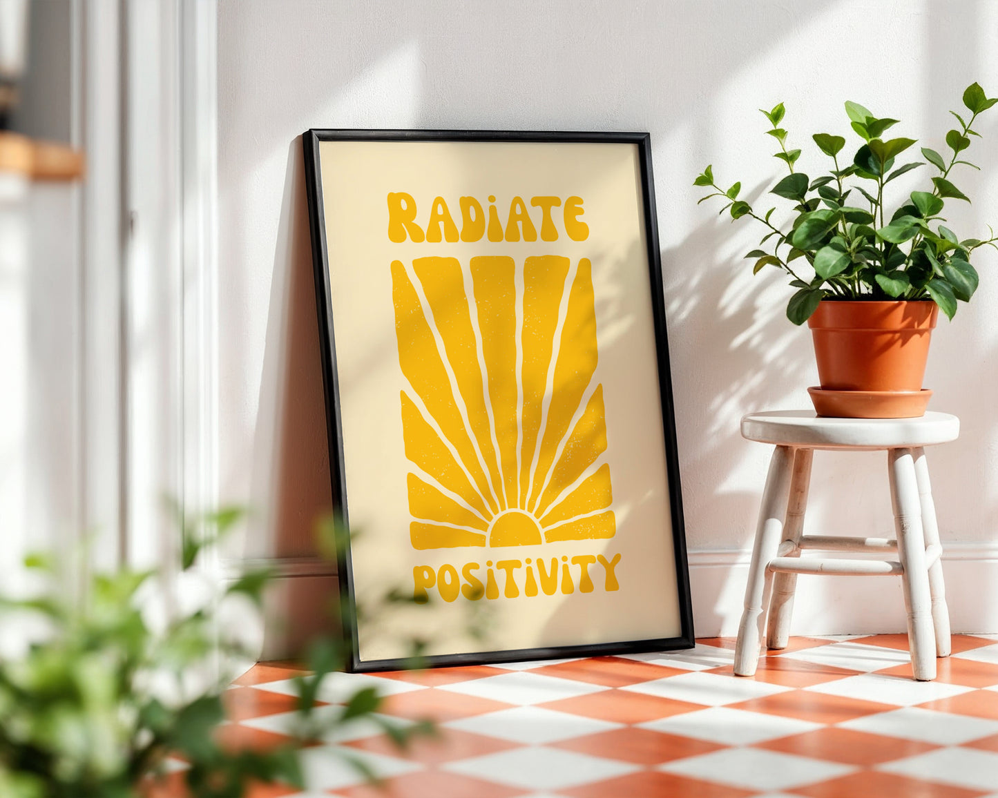 Radiate Positivity Sunburst Framed Poster – Framed Wall Art Poster - Image 1
