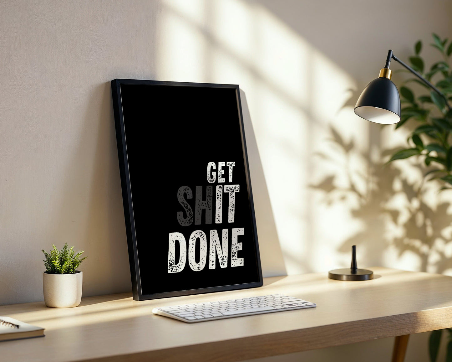 Get Shit Done' Motivational Framed Poster – Framed Wall Art Poster - Image 1
