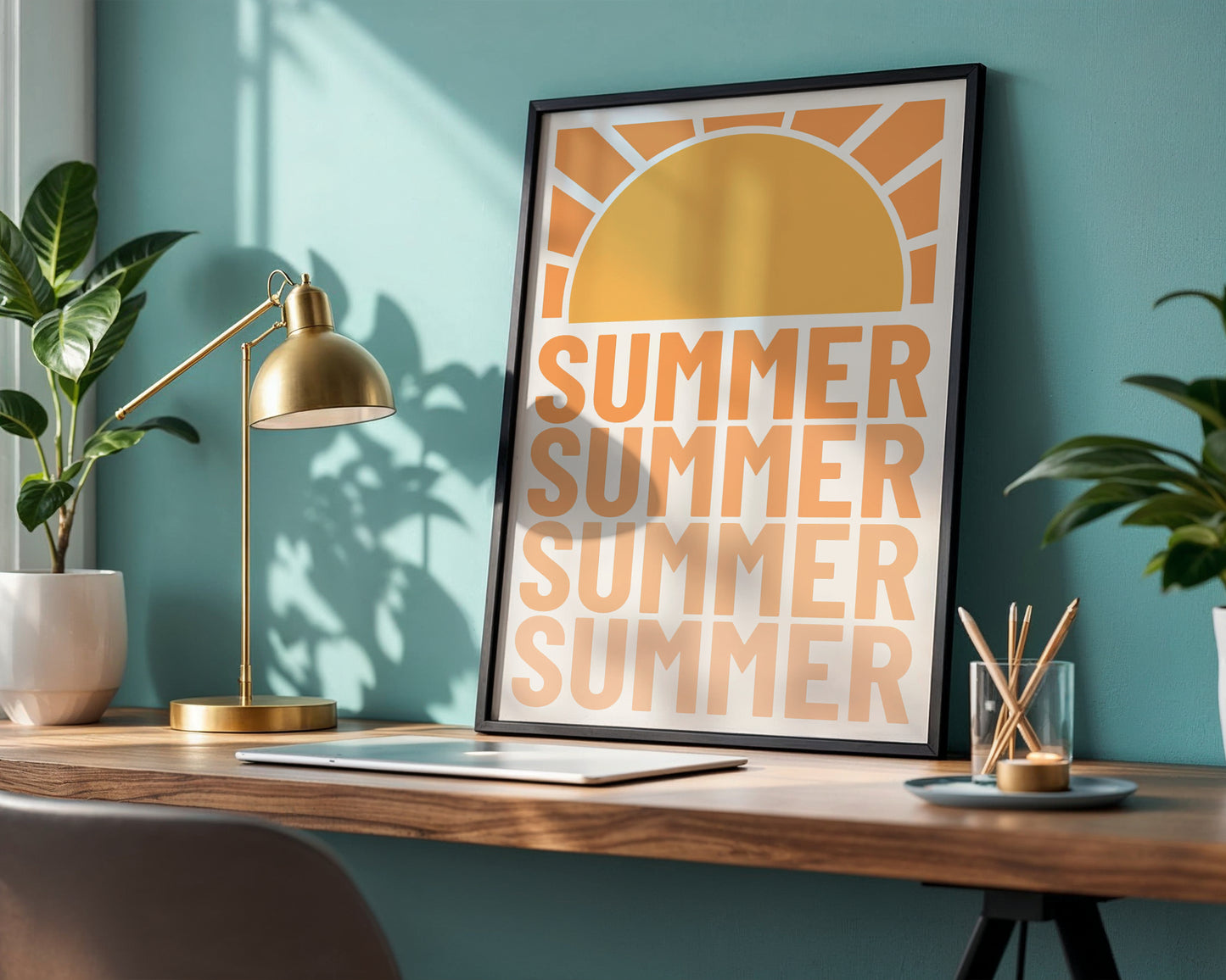 SUMMER Sun Graphic Framed Poster – Framed Wall Art Poster - Image 2