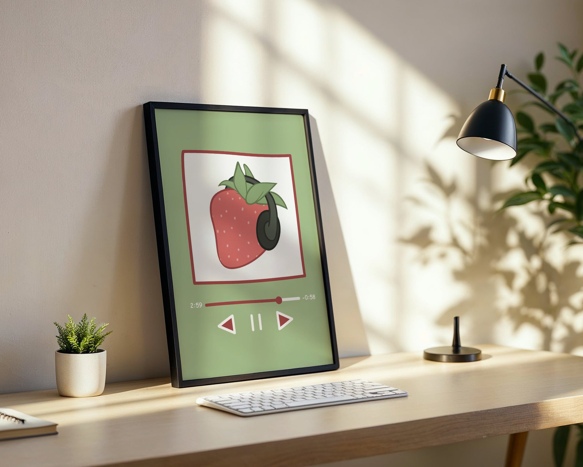 Strawberry Beats Framed Poster – Framed Wall Art Poster - Image 2