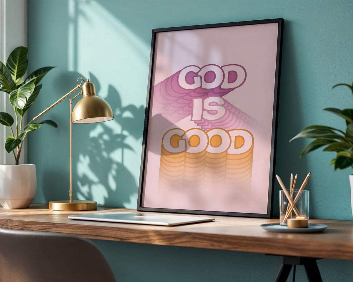 God Is Good Retro Aesthetic Framed Poster – Framed Wall Art Poster - Image 2