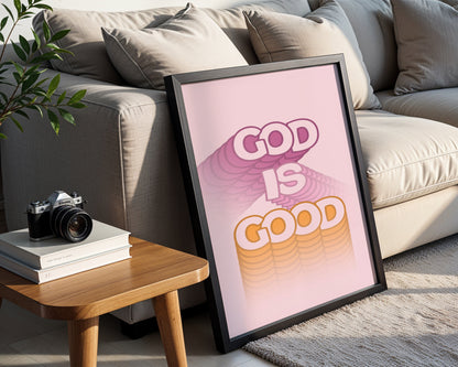 God Is Good Retro Aesthetic Framed Poster – Framed Wall Art Poster - Image 3