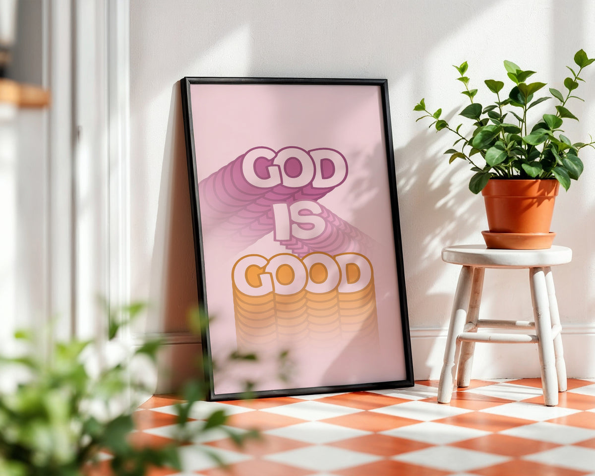 God Is Good Retro Aesthetic Framed Poster – Framed Wall Art Poster - Image 1