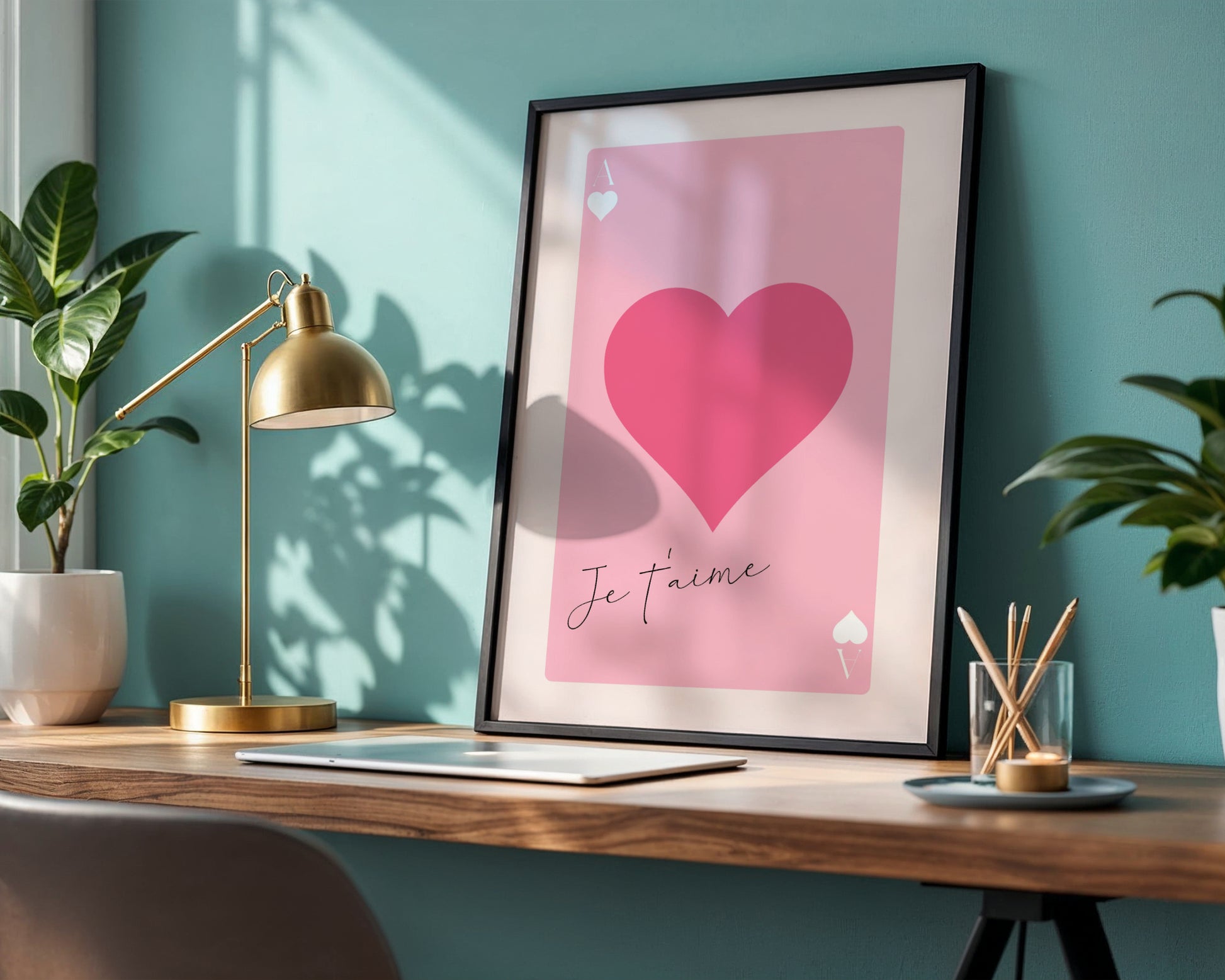 Je t'aime Ace of Hearts Framed Poster – Framed Wall Art Poster - Image 2