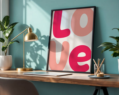 Modern Pink 'LOVE' Framed Poster – Framed Wall Art Poster - Image 2