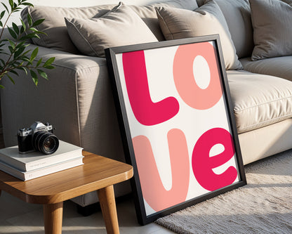 Modern Pink 'LOVE' Framed Poster – Framed Wall Art Poster - Image 1