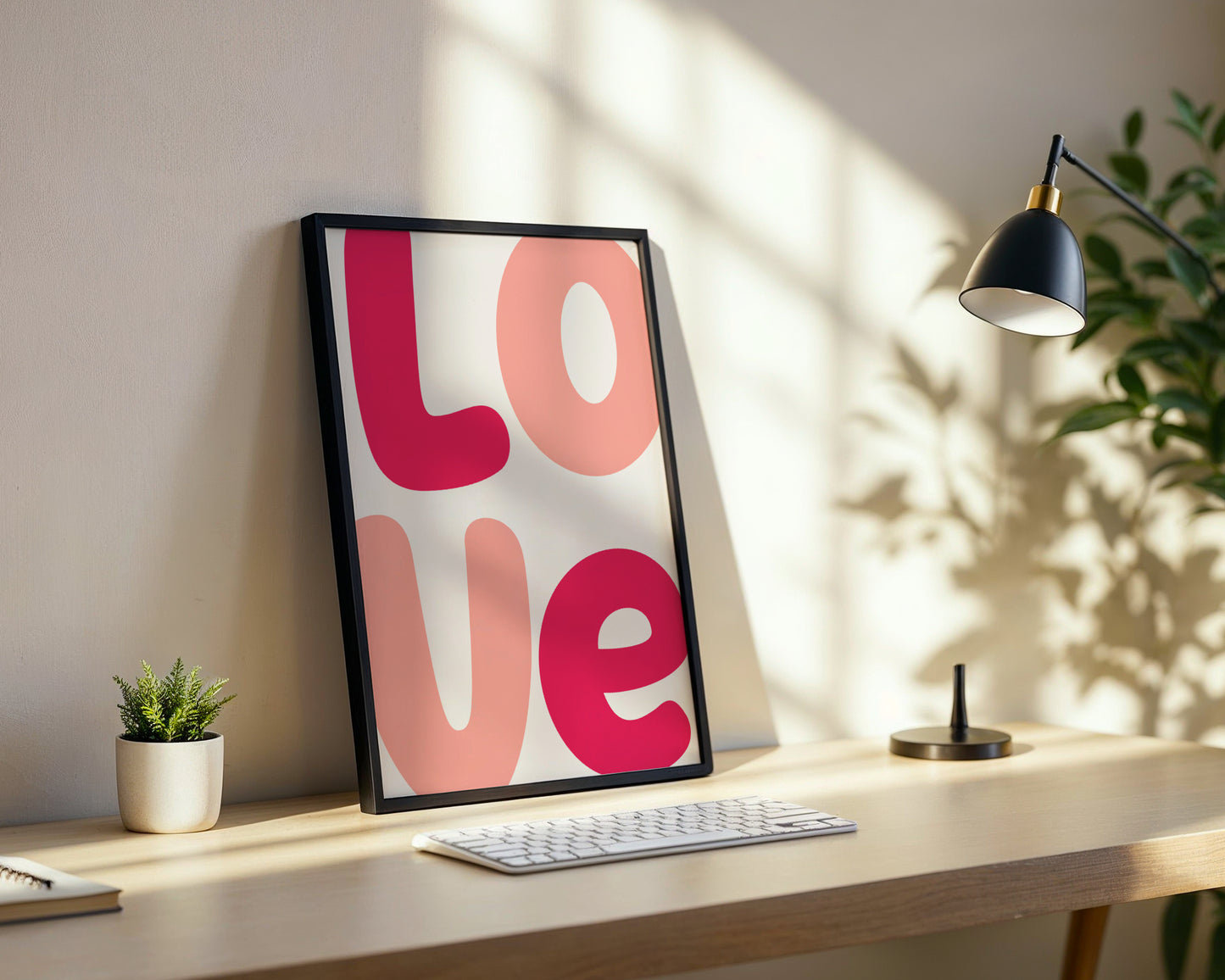 Modern Pink 'LOVE' Framed Poster – Framed Wall Art Poster - Image 3