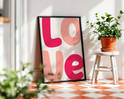 Modern Pink 'LOVE' Framed Poster – Framed Wall Art Poster - Image 4