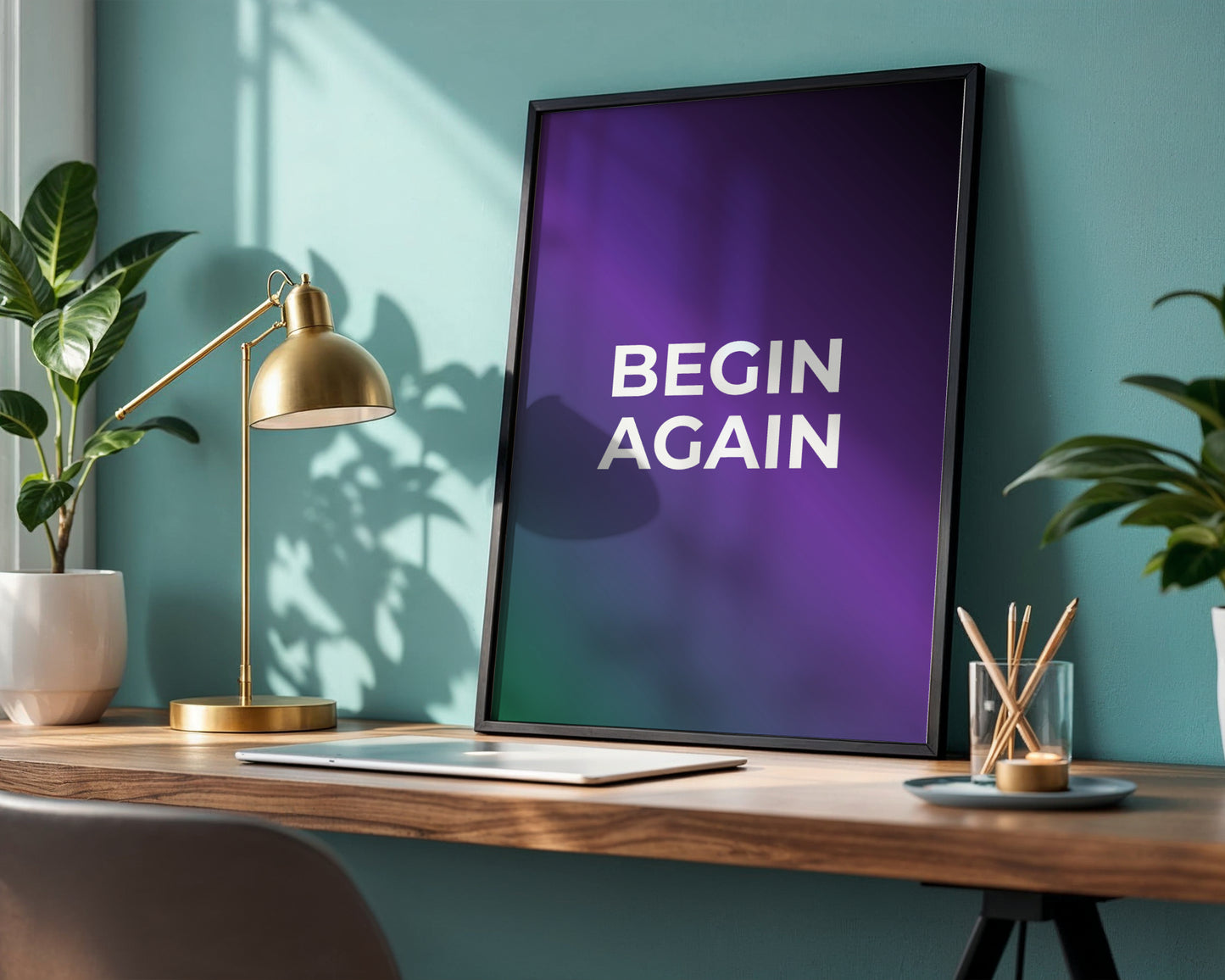 "Begin Again" Gradient Framed Poster – Framed Wall Art Poster - Image 4