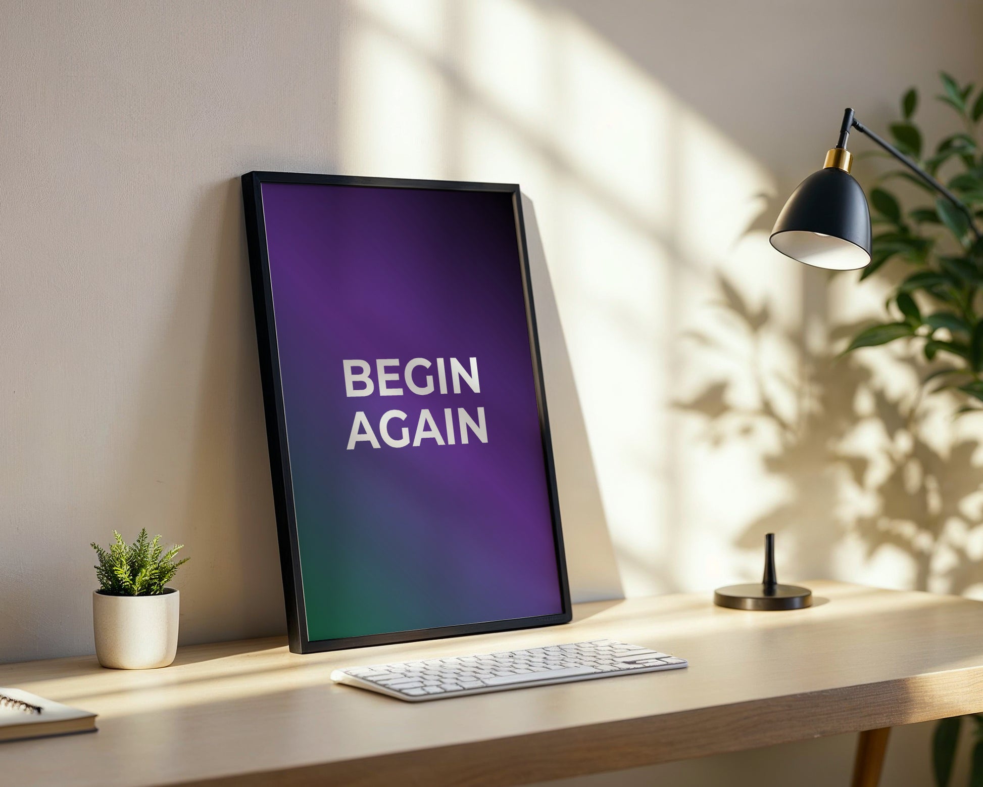 "Begin Again" Gradient Framed Poster – Framed Wall Art Poster - Image 2