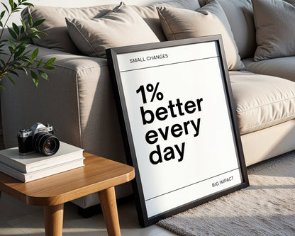 1% Better Every Day Motivational Framed Poster - Small Changes Big Impact – Framed Wall Art Poster - Image 3