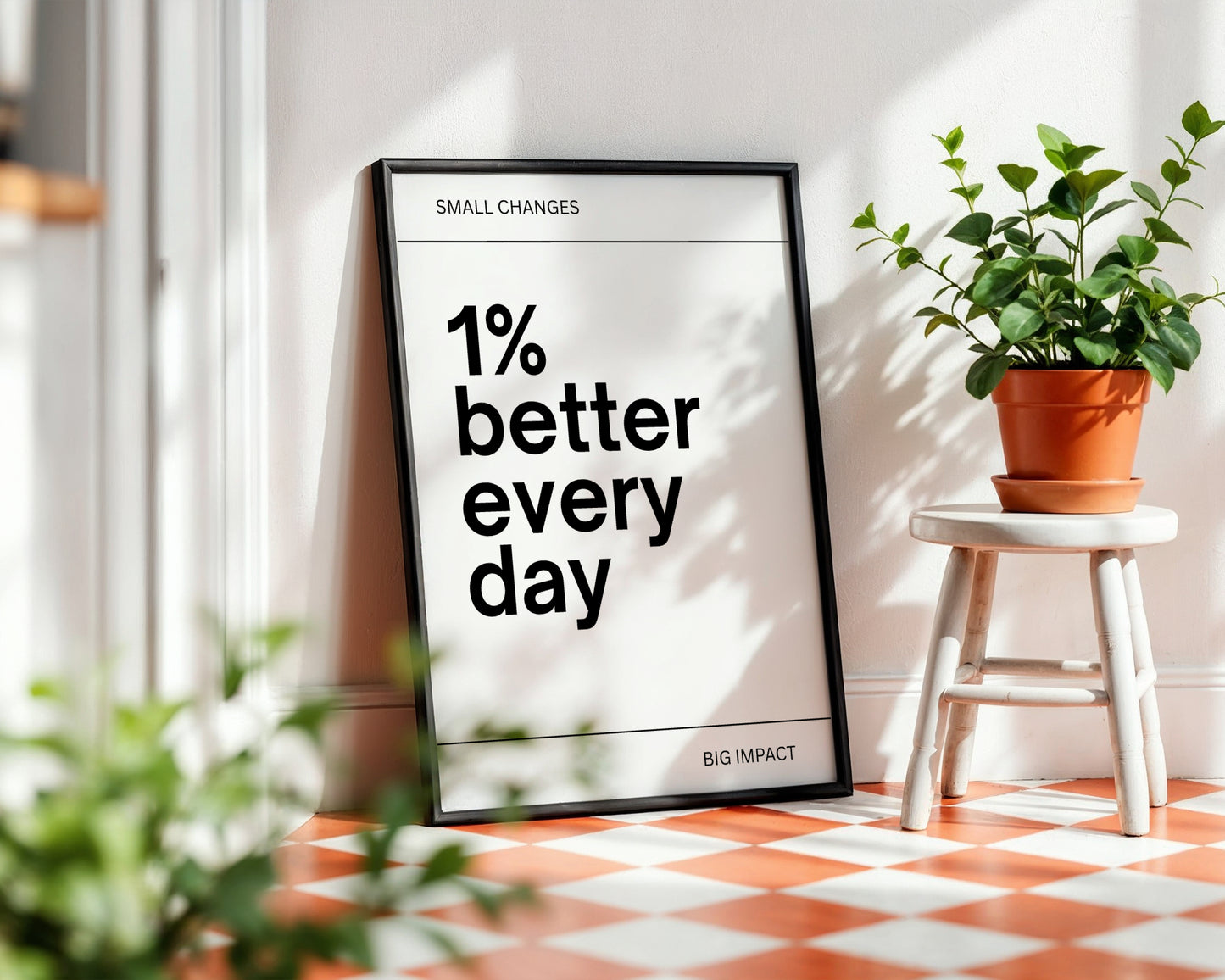 1% Better Every Day Motivational Framed Poster - Small Changes Big Impact – Framed Wall Art Poster - Image 1